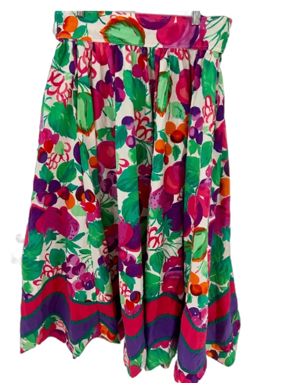 Vintage Suites & Seawinds Fruit Print Midi Skirt Made in Canada